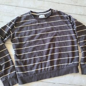 Grey with White Stripes Crew Sweatshirt